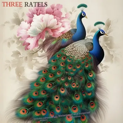Modern Simple Style Peacock Pattern Wall Decals Waterproof Glass Door Window Fridge Decorative Art Stickers Indoor Decoration