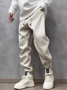 Quần Dài Thường Ngày Mùa Thu Đông Dày Dặn Cho Nam Quần Dài Ống Rộng Cạp Chun Màu Trơn Quần Dài Thường Ngày Cho Thanh Thiếu Niên