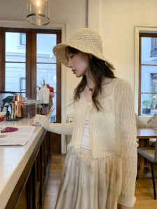 NIHAOKANONG | Áo Cardigan Len Nhẹ Có Nút Trân Châu