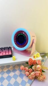 GOOJDOOQ GFS024 2 in 1 Quiet Desktop Fan with Clock High Speed Turbo Fan LED Digital Display Table Fan Electric Fan for Bedroom Kitchen Offices