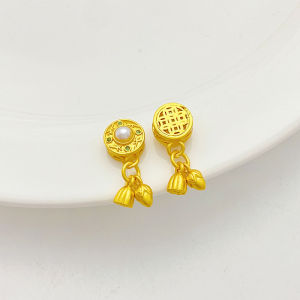 Ancient Gold Inlaid Imitation Turquoise Zachilam Pendant Lotus Seedpod Small Pendant Handmade DIY Decorations Material Accessories