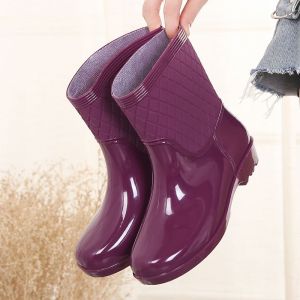 64 fashion waterproof non-slip rain boots rubber overshoes plus cotton shoes