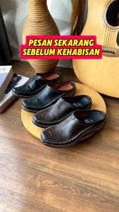 Sandal Slop Pria Sepatu Sendal Bustong Kulit Rajut MBS01