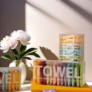 7/14 ชิ้น Multi piece สี Candy ผ้าเช็ดตัวแบบใช้แล้วทิ้ง ผ้าเช็ดหน้าแบบพกพา ผู้หญิงน่ารักแต่งหน้า Remover ผ้าเช็ดตัว