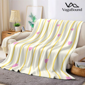 Sọc Vàng Trái Tim Màu Hồng Chăn Flannel Ấm Áp Mềm Mại Halloween Giáng Sinh Trang Trí Ghế Sofa Tất Cả Các Mùa Ấm Cúng Quà Tặng 100% Polyester