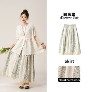 Nurture One | Rustic Style Short Sleeve Shirt and Skirt Set