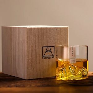 Japan Glacier Mountain Whiskey Glass 3D Old Fashioned Whisky Rock Glasses Whiskey-glass Wooden Gift Box Vodka Cup Wine Tumbler