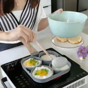 Chảo Chiên Trứng vân đá 4 Ngăn Chống Dính Đa Năng - Chảo Chiên Rán Làm Bánh 4 Lỗ Chống Dính