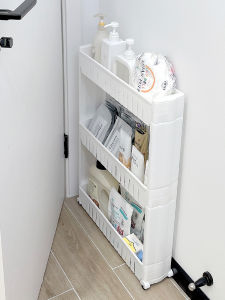 Bathroom Narrow Gap Wall Mounted Shelf Toilet Paper Storage Rack Super Slim Bathroom Organizer Small Cart Plastic Material