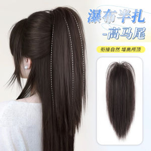 ผมปลอมหางม้าแบบธรรมชาติที่มีขนาดใหญ่ขึ้นพร้อมกิ๊บติดผม ทรงหางม้าสูง ทรงหางม้าแบบหลวมๆ สำหรับผู้หญิง วัสดุ HD Human Hair