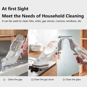5-In-1 Press Water Spray Multi-Function Kitchen Cleaning Brush Pot Brush Tile Wiper Window Door Gap Brush Super Easy to Use Cleaning Tool