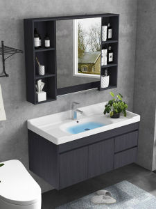 Modern Minimalist Solid Wood Bathroom Cabinet Combination for Small Apartments Wash Basin Face Pool Mirror Cabinet Bathroom