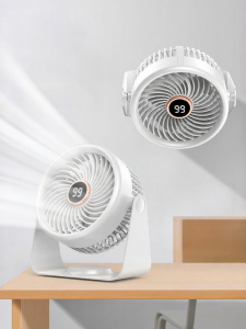 พัดลมโต๊ะแบบแสดงผลด้วยตัวเลขขนาดเล็กพกพาสำหรับใช้ในครัว ลมเย็น 307T สำหรับใช้ในหอพัก ห้องน้ำ ห้องเย็น ห้องนั่งเล่น ห้องนอน