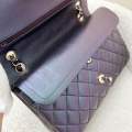 (Pre-loved) Chanel Medium Classic Flap CF in Iridescent Black Lambskin and LGHW (Model: A01112). 