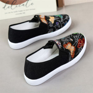 Beijing Ladies Canvas Shoes Easy to Wear Soft Bottom Driving Casual Sneakers Floral Embroidery Mid-Aged And Young Women