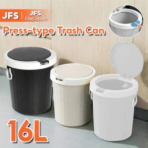JFS 16L Round press pop lid trash can Kitchen and Bathroom Pressed Type trash can Thick Solid garbage can