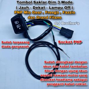 Tombol Saklar Dim 3 Titik 3 Mode Lampu Off Aerox Old NVX Custom PNP Mio Gear Freego Fazzio Grand Filano - Jauh Dekat Off