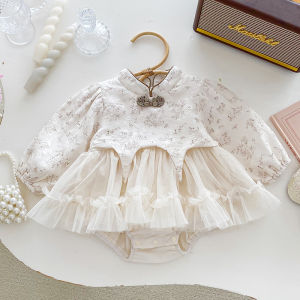 Princess Style Baby Girl Dress Spring Autumn Wearable Chinese Traditional Costume Baby Girl Outfit Three-Point Clothes Skirt