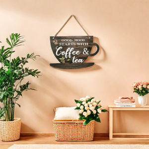 1pc Rustic Coffee & Tea Wooden Sign 11.8 Inches Farmhouse Kitchen Decor For Coffee Lovers Vintage Indoor & Outdoor Festive Wal