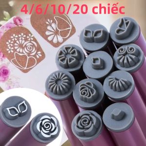 Bộ Bút Dập Hình Móng Tay 4/6/10/20 Chiếc Họa Tiết Hoa Bướm Vẽ Tranh Móng Mẫu Vẽ Dụng Cụ Chấm Điểm Cho Móng