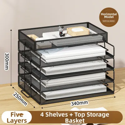 MINGZHUO | Layered File Organizer Rack Shelf A3 A4 Papers Black