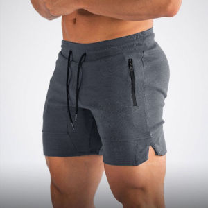 Pure Color Sports Shorts Stretch Slim Fit Muscle Mens Cotton Split Squat Training Pant Outdoor Running Shorts