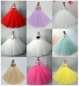 Doll Clothes 30cm Changeable One-Shoulder Wedding Dress Skirt with Train And Veil for Dolls Toy Accessories for Girls over 14