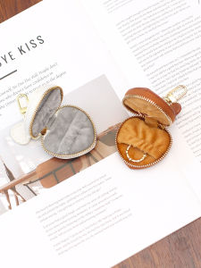 Genuine Leather Heart-Shaped Zipper Ring Bag Jewelry Box Can Be Used for Pendant for Bags Ring Box Mini Cute Exquisite Women