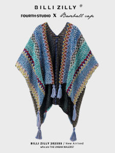 BILLI ZILLY | Ethnic Style Womens New Season Outfit Scarf Outdoor Yunnan Sichuan Travel Knitted Cape