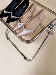 Daphne | Comfortable Black Stiletto High Heels With Rhinestones