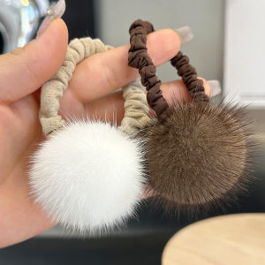Sweet Stylish Fox Fur Ball Hair Ties for Women Plush Hair Bands Headwear Fashionable Elastic Hair Bands Fresh out New