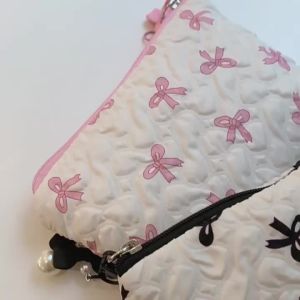 Túi Đựng Mỹ Phẩm Mini Hình Nơ Dễ Thương Túi Đựng Đồ Cầm Tay Đa Chức Năng Túi Đựng Tiền Xu Bằng Vải Polyester Cao Cấp Với Cảm Giác Cao Cấp