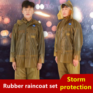 Rubber Outdoor Thickened RainCoat Motorcycle Riding Hiking Raincoat Set