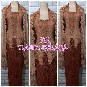 set kebaya pesta kebaya kutubaru + longtorso + rok dan slendang