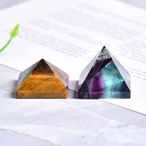 1PC Tự Nhiên Tinh Thể Fluorit Kim Tự Tháp Đá Chữa Bệnh Luân Xa Reiki Mắt Hổ Điểm Trang Trí Nhà Phong Thủy Đá Quý 28-32mm