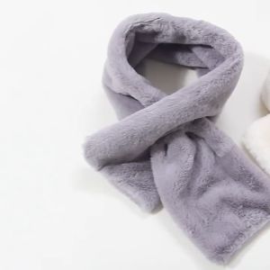 Faux Rabbit Fur Thicken Scarf Elegant Solid Color Cross Scarf Winter Warm Shawl Soft Fluffy White/Beige Girls Plush Neck Warmer