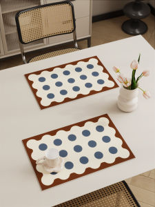 Placemat Waterproof Oil-Proof Table Mat French Cream Style Dining Table Cloth Leather Western-Style Placemat Erasable Disposable Plate Mat