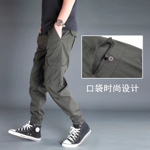Retro Japanese Style Mens Casual Work Trousers Spring Autumn Wear Resistant Loose Fit Dirt Proof Long Pants Fashionable Urban Style Polyester Fiber