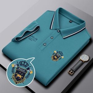 Summer baru fesyen Slim pendek Sleeve Polo Shirt lelaki Lapel pakaian fesyen t-Shirt untuk lelaki