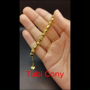 Lắc Tay Nữ Bi Mạ Vàng Chạm Máy 4D Tua Rua Trái Tim L2510-136