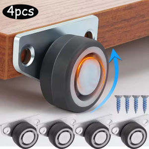 Polocat 4Pcs Side Mount Caster Wheel Directional Track Pulley Silent Rubber Furniture Caster Swivel Caster for Trolley Drawer Kitchen Cabinet