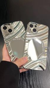 TAOYUNXI | Luxury Makeup Mirror Acrylic Phone Case For iPhone 17 Pro Max 14 15 16 13 12 11 Pro Max Air Shockproof Water Ripple Plated Cover