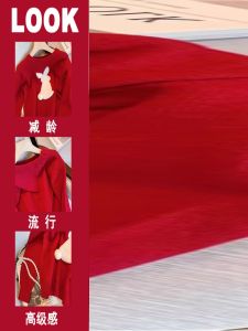 Fall and Winter Red New Style Christmas Photography Beautiful Super Fairy Sweater Birth Year Chinese New Year Celebration Joyous Xinjiang Tourism Sweater