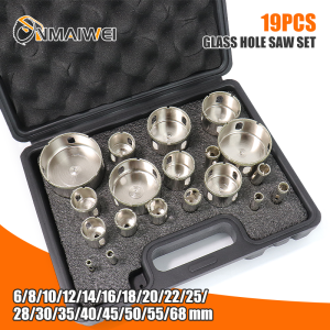 19pcs Diamond Coated Drill Bit Set Porcelain Cup Saw Tile Marble Glass Granite Hole Saw Drilling Bits Power Tools Accessories