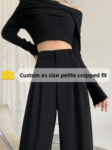 Black High-Waisted Slimming Wide-Leg Pants 150cm