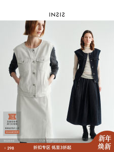 Nordic Casual Vintage Loose Womens Denim Vest Top Shape Multi-Pocket Casual Loose Fit Female Jacket Cotton 100% Solid Color