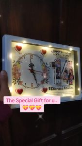 Kado Hadiah Spesial FRAME 3D JAM LAMPU AKRILIK Ultah Sahabat Pacar Cewek/Cowok Unik bisa Custom 1 Hari Jadi 3D-AK2