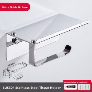ROLONG | Bathroom Paper Roll Holder Phone Stand 304 Stainless Steel