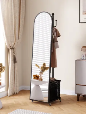 MUYUNGONG | Vintage Style Adjustable Hanging Clothes Rack Full-Length Mirror