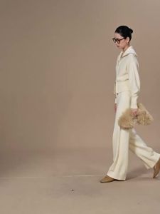 SUSHE | Rabbit Hair Hollow Double-Zipper Knit Cardigan and Trousers Set
